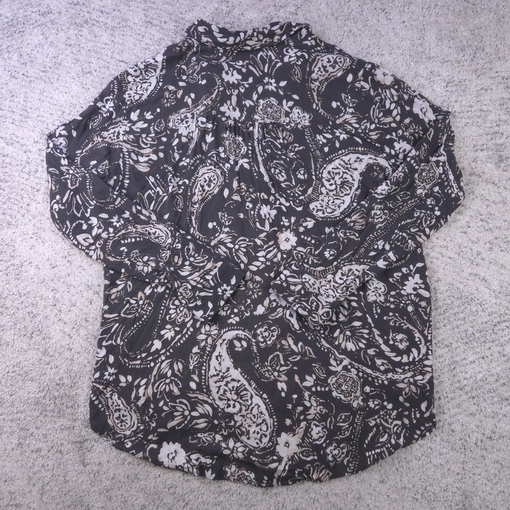 Pilcro Blouse Womens XL Top Long Sleeve Paisley Button Shirt Collared Gray GUC - Picture 2 of 8